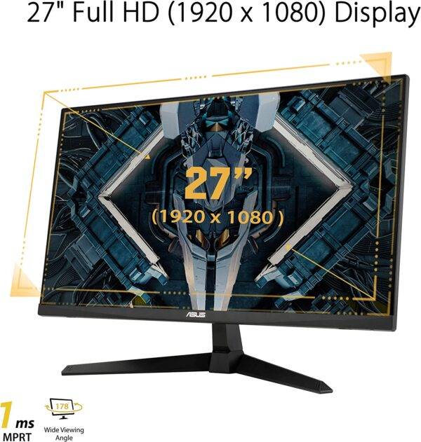 ASUS TUF Gaming VG277Q1A - eSport 27" FHD - Dalle VA -incurvée 165Hz - 1ms - 1920x1080 - 350cd/m² - Display Port & 2x HDMI - Haut-parleurs - AMD FreeSync Premium - Extreme Low Motion Blur – Image 3