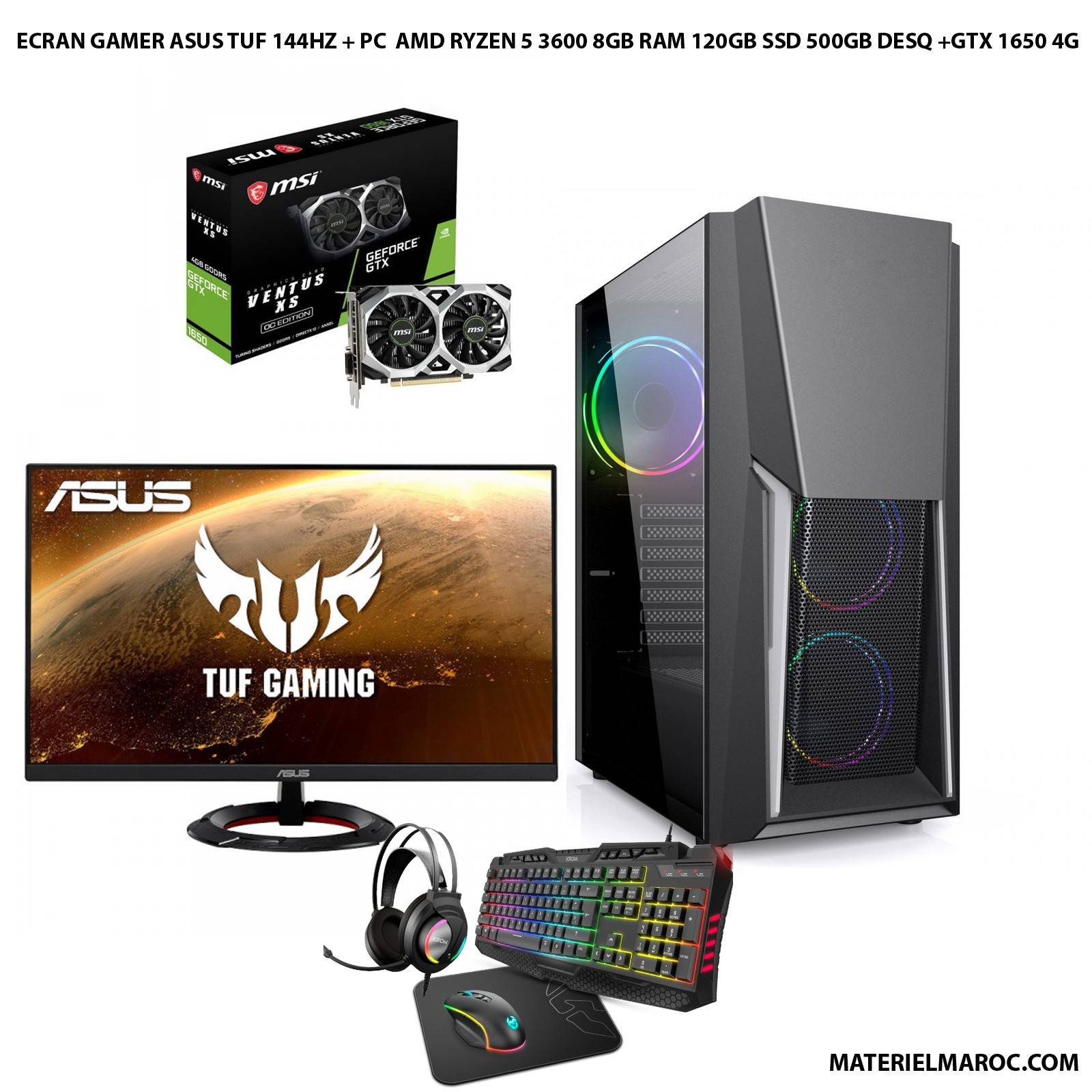 SETUP GAMING – PC tout en un AMD R5 3600 / GTX 1650 / ASUS 24