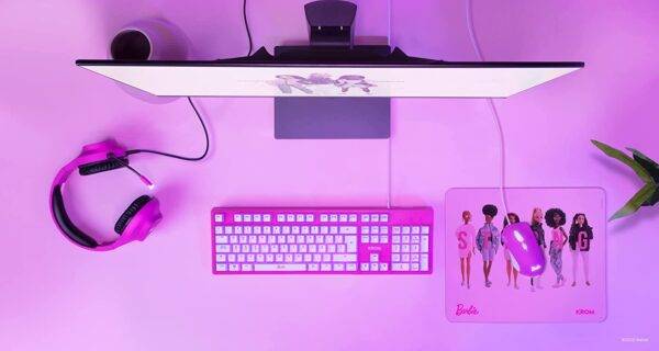 KROM Casque de Jeu Barbie KHALI -NXKROMKHALIB- Casque avec Microphone Flexible, stéréo, LED Blanche, Haut-parleurs 50mm, Bandeau réglable, PC, Switch,PS4, PS5, Xbox One, USB, Jack 3.5mm, Rose – Image 3