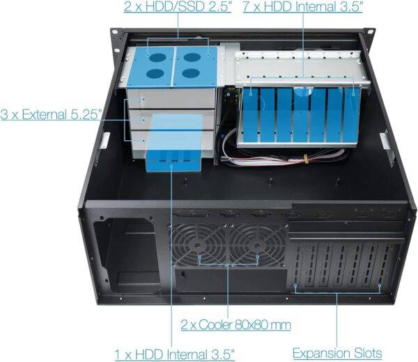 Tooq RACK-406N-USB3 - Boîtier d'ordinateur (pour Rack 19" 4U, Agrafe de Format ATX avec clé, 2 x USB 3.0) – Image 2