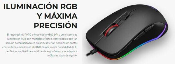 PACK GAMING SOURIS HUANO 9800 DPI RGB + CASQUE 7.1 SUPER BASS DE 50mm + ALFOMBRILLA XL MARS GAMING MCPRO – Image 3