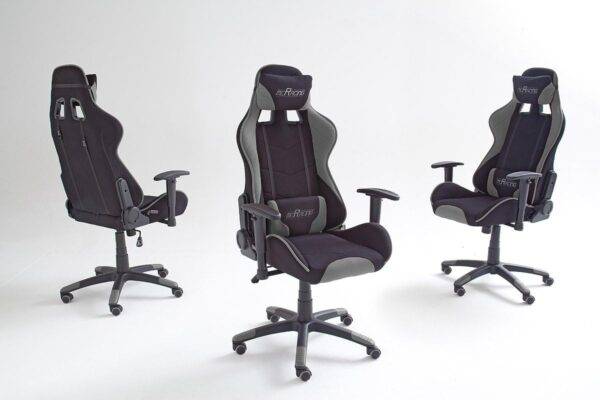 MC Racing Fauteuil de Gamer Tissu, Gris/Noir, 58 x 69 x 125 cm – Image 4