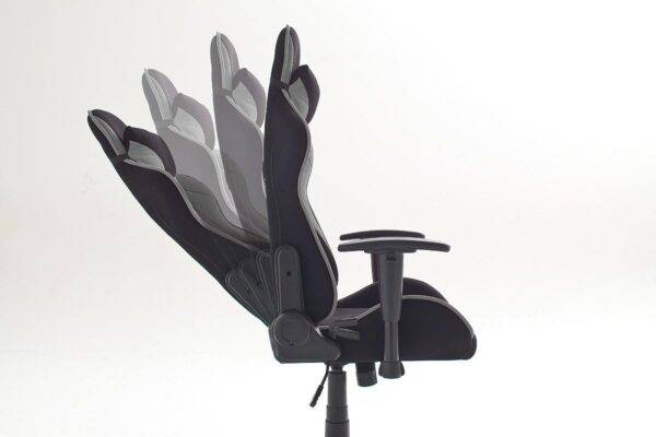 MC Racing Fauteuil de Gamer Tissu, Gris/Noir, 58 x 69 x 125 cm – Image 3