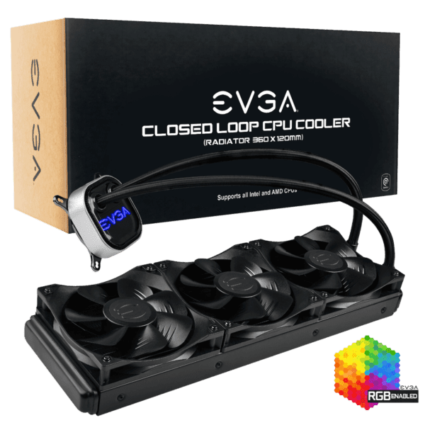 EVGA CLC All-In-One RGB LED 360mm Kit de watercooling pour processeur - RGB LED - 3 ventilateurs FX12 120mm
