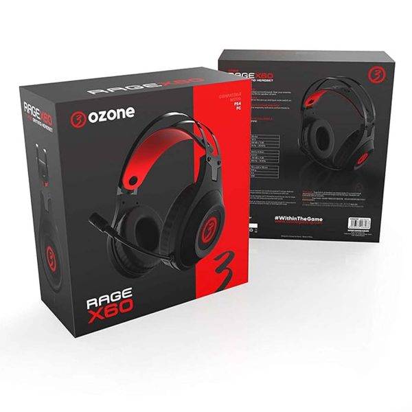 Ozone Gaming Gear Casque avec Microphone, Son Virtuel 7.1, LED Rouge, Haut-Parleurs de 50mm, Bandeau Réglable, Microphone Flexible, USB, Noir