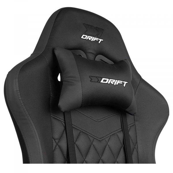DRIFT GAMING DR35 - Chaise Professionnelle, Similicuir, Accoudoirs rembourrés, Piston Classe 3, Base en Nylon renforcé, Siège inclinable, Hauteur réglable, Coussin Lombaire/Cervical, Noir – Image 3