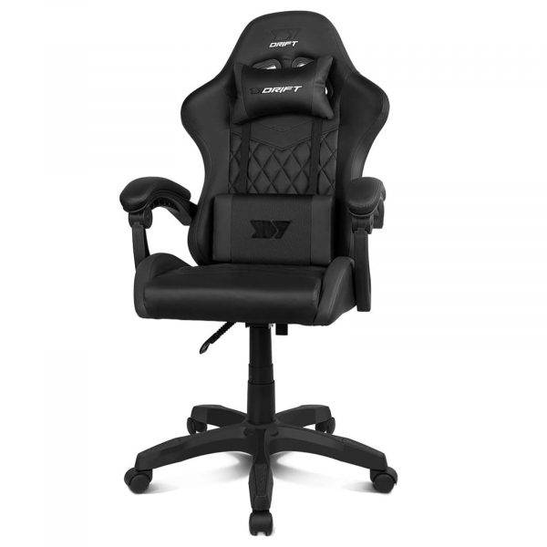DRIFT GAMING DR35 - Chaise Professionnelle, Similicuir, Accoudoirs rembourrés, Piston Classe 3, Base en Nylon renforcé, Siège inclinable, Hauteur réglable, Coussin Lombaire/Cervical, Noir – Image 2