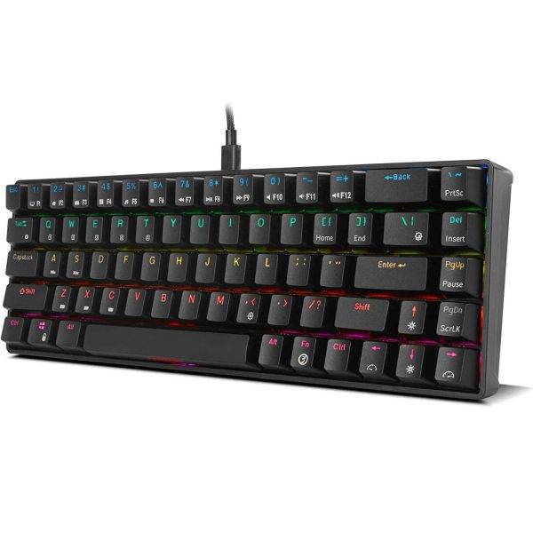 Mini Clavier de Jeu Tactique Ozone -OZTACTICALUS- mécanique sans pavé numérique, Bluetooth,  RGB