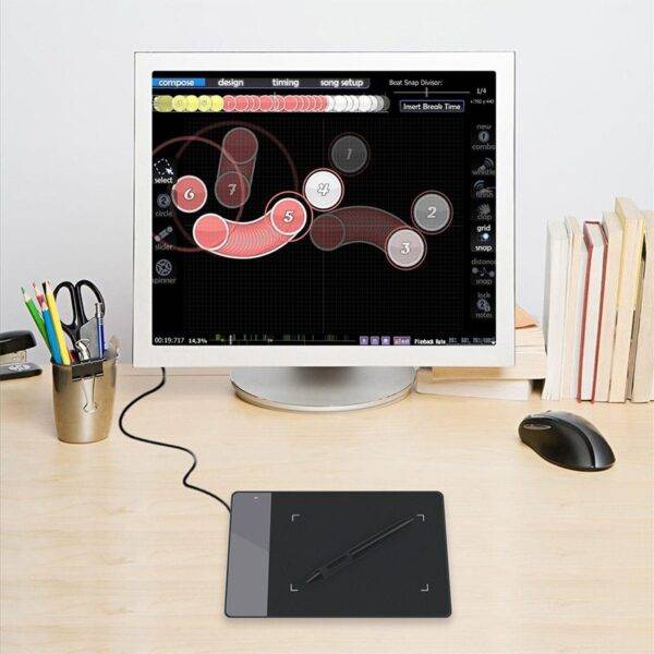 HUION 420 4 pouces tablettes numériques Mini USB Signature stylo tablette graphique dessin tablette OSU jeu tablette (Black) – Image 2