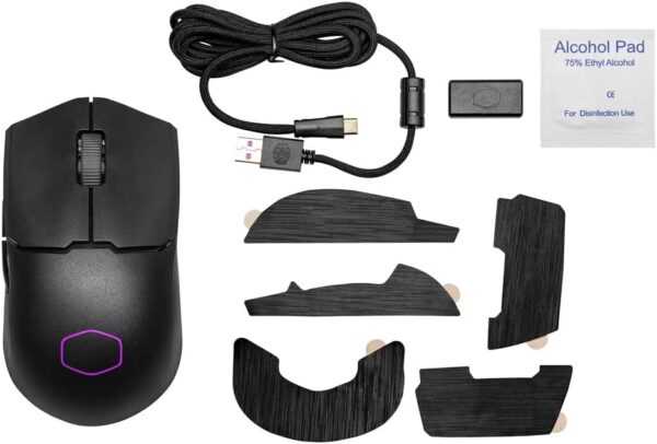Cooler Master MM712 RGB-LED Souris Gaming sans Fil/Hybride Ultralégère 59g - Capteur Optique 19K DPI, Switches Optiques 70 Millions de Clics, MasterPlus+ (38K DPI, PC Seulement) - Noir – Image 3