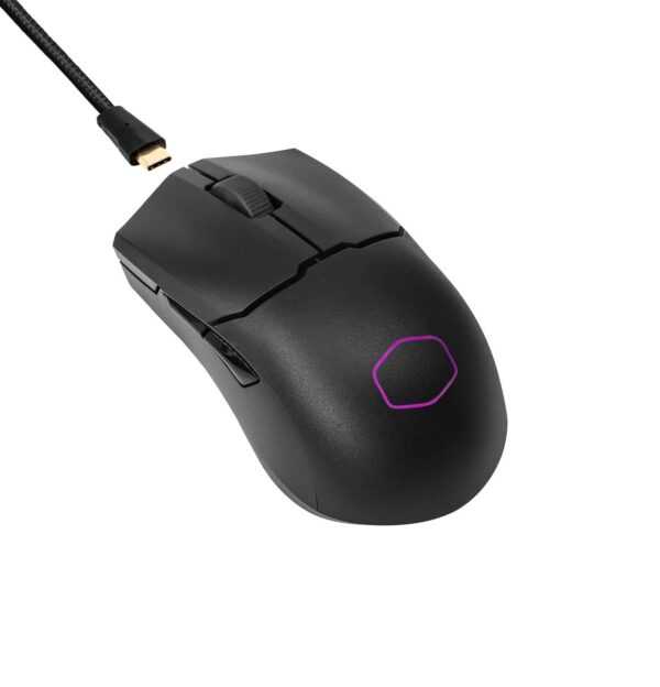 Cooler Master MM712 RGB-LED Souris Gaming sans Fil/Hybride Ultralégère 59g - Capteur Optique 19K DPI, Switches Optiques 70 Millions de Clics, MasterPlus+ (38K DPI, PC Seulement) - Noir