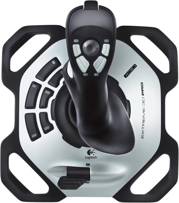 Logitech G Extreme 3D Pro Joystick, Contrôle de la Gouverne avec Manche Rotatif, 12 Boutons Programmables, Bouton PDV Octodirectionnel, Base Stable, Gâchette de Tir Rapide, USB, PC - Noir/Argent